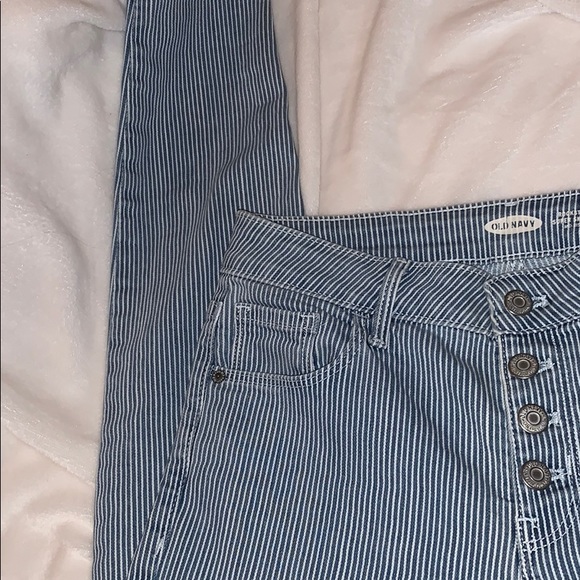 Old Navy Pin-stripped denim jeans button fly 4 - Picture 4 of 8